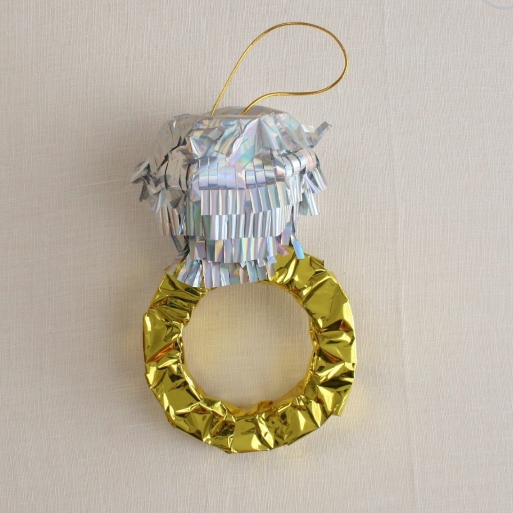 Mini Gold and Silver Ring Shaped Piñata Engagement Decoration NWT